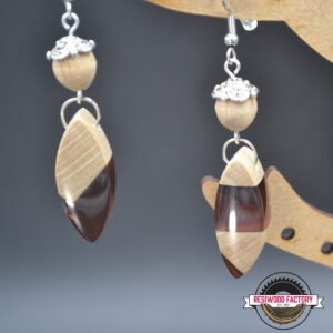 Boucles d'oreilles Bijoux "amande" en bois et résine époxy
