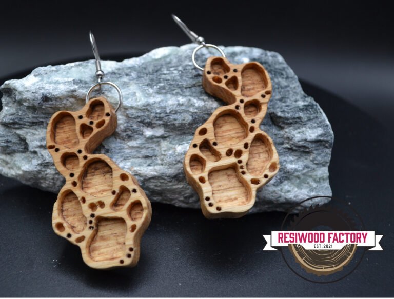 Boucles d'oreilles "Ecume" en Chêne