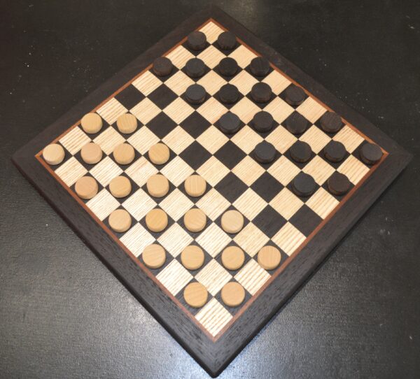 Jeu de dames 100% en bois Wenge / Frêne #02