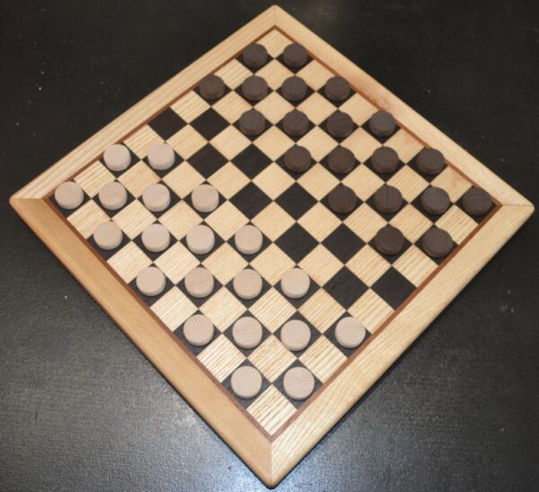 Jeu de dames 100% en bois Wenge / Frêne #03